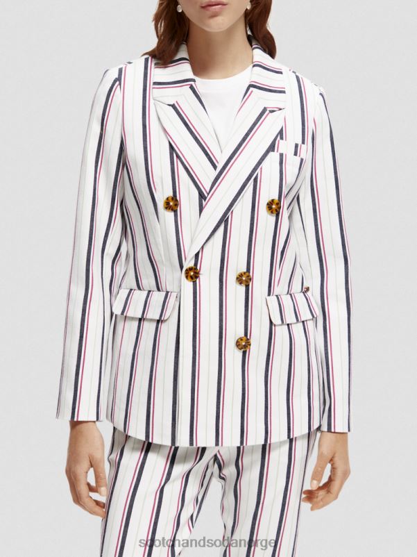 kvinner dobbeltspent stripet blazer klubbstripe N40XD173 klær Scotch & Soda